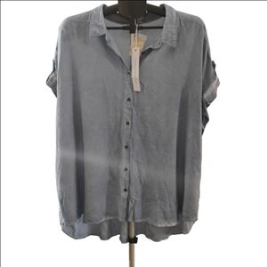 Jane and Delancey Blue Button-Up Blouse